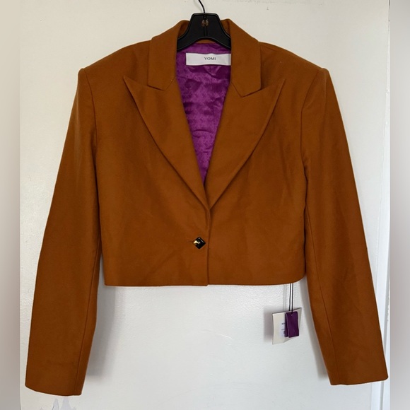 Yomi Cropped Oversized Virgin Wool Blazer Tan, brand new with tag, size S/M - Picture 3 of 7